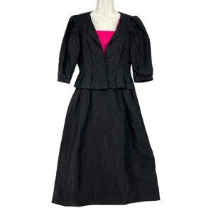 Vintage Handmade Dress Jacket Womens 6/8 Black Pink Sundress Party Cocktail